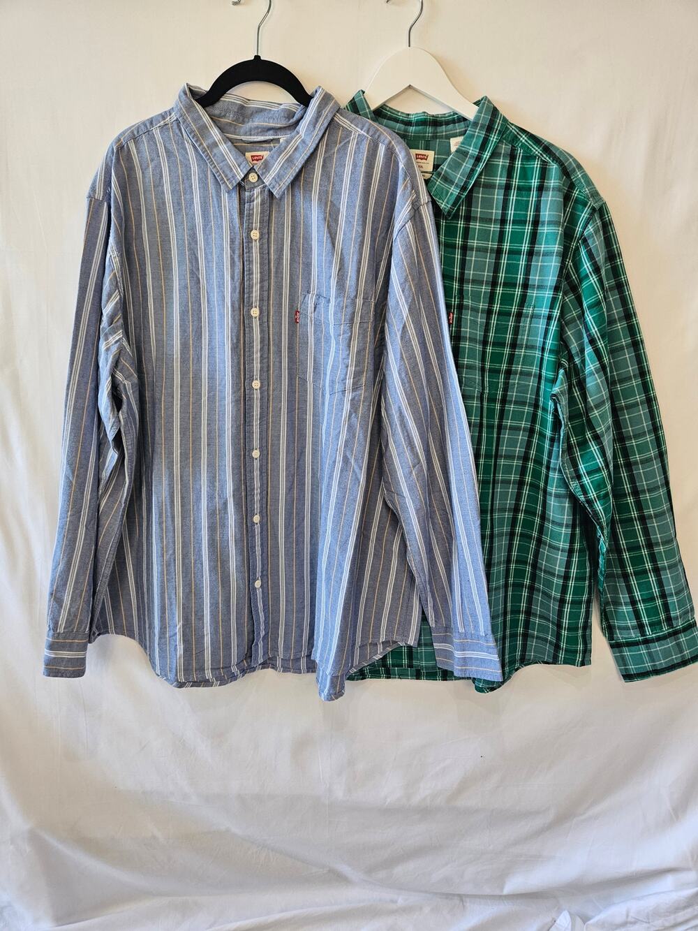 Levi's Long Sleeve Shirt Bundle Stripes Plaid Button Up Blue Green XXL